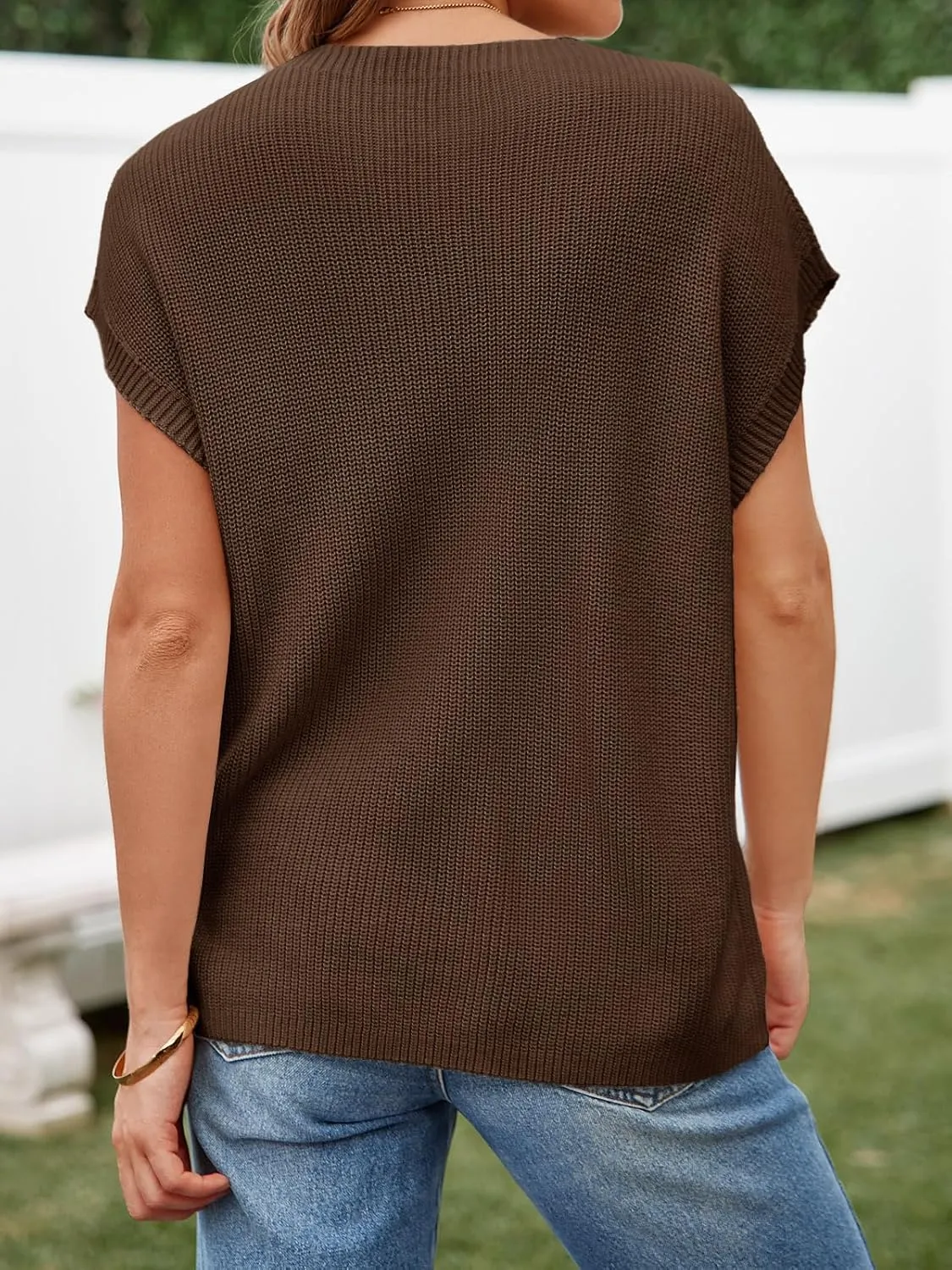 Imily Bela Summer Short Sleeve Sweater for Women 2025 Crew Neck Ribbed Knit Vests Trendy Pullover Tops