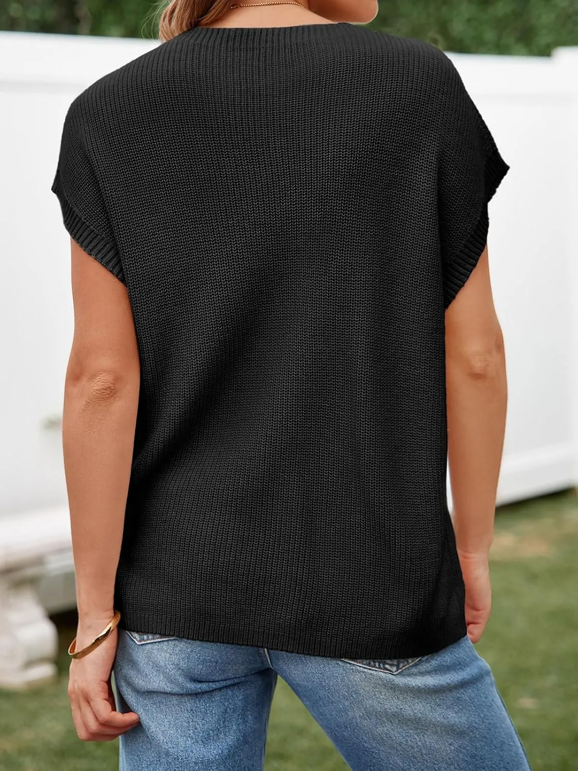 Imily Bela Summer Short Sleeve Sweater for Women 2025 Crew Neck Ribbed Knit Vests Trendy Pullover Tops