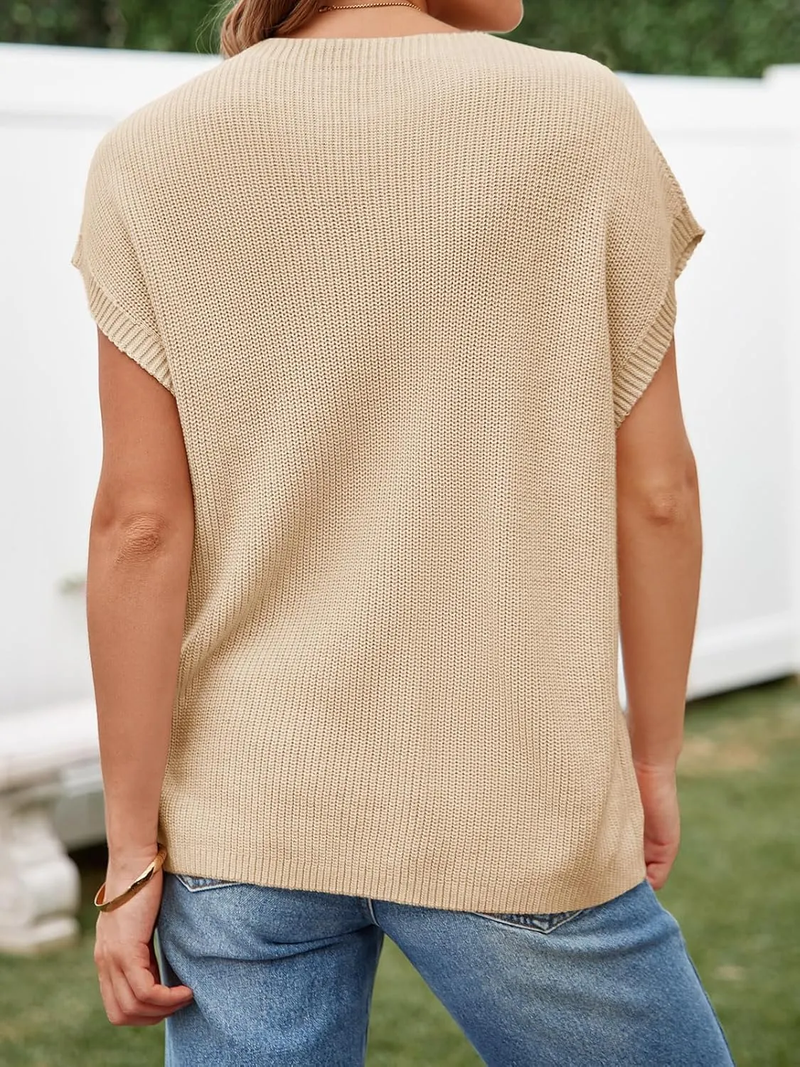 Imily Bela Summer Short Sleeve Sweater for Women 2025 Crew Neck Ribbed Knit Vests Trendy Pullover Tops