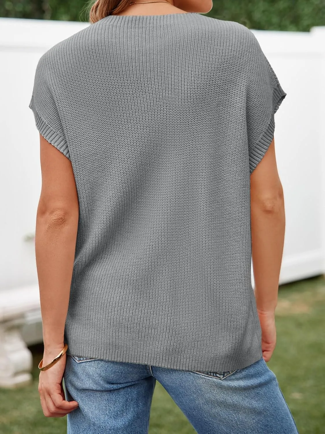 Imily Bela Summer Short Sleeve Sweater for Women 2025 Crew Neck Ribbed Knit Vests Trendy Pullover Tops