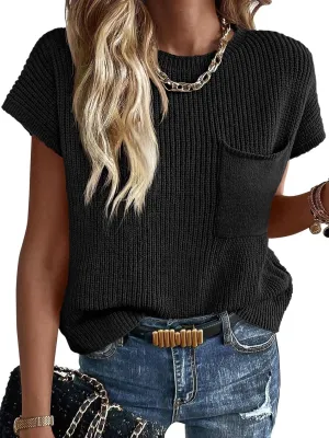 Imily Bela Summer Short Sleeve Sweater for Women 2025 Crew Neck Ribbed Knit Vests Trendy Pullover Tops