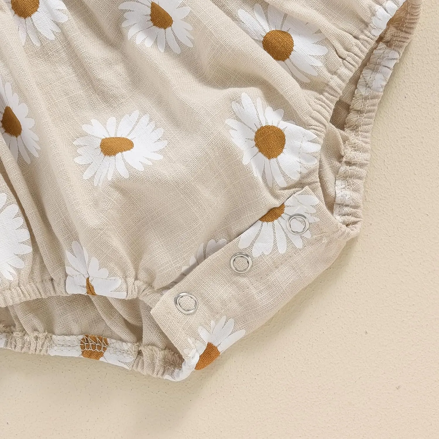 Infant Baby Girls Romper Daisy Ruffle Sleeve Pleated Smocked Bubble One Piece Ruched Jumpsuit Summer Bodysuit
