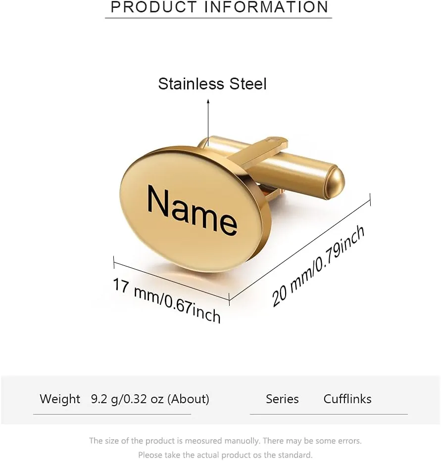 Jeweidea Personalized Name Cufflinks Custom Initial Alphabet Letter Cuff Links for Men Groom Business Wedding Gift