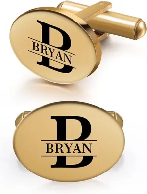 Jeweidea Personalized Name Cufflinks Custom Initial Alphabet Letter Cuff Links for Men Groom Business Wedding Gift