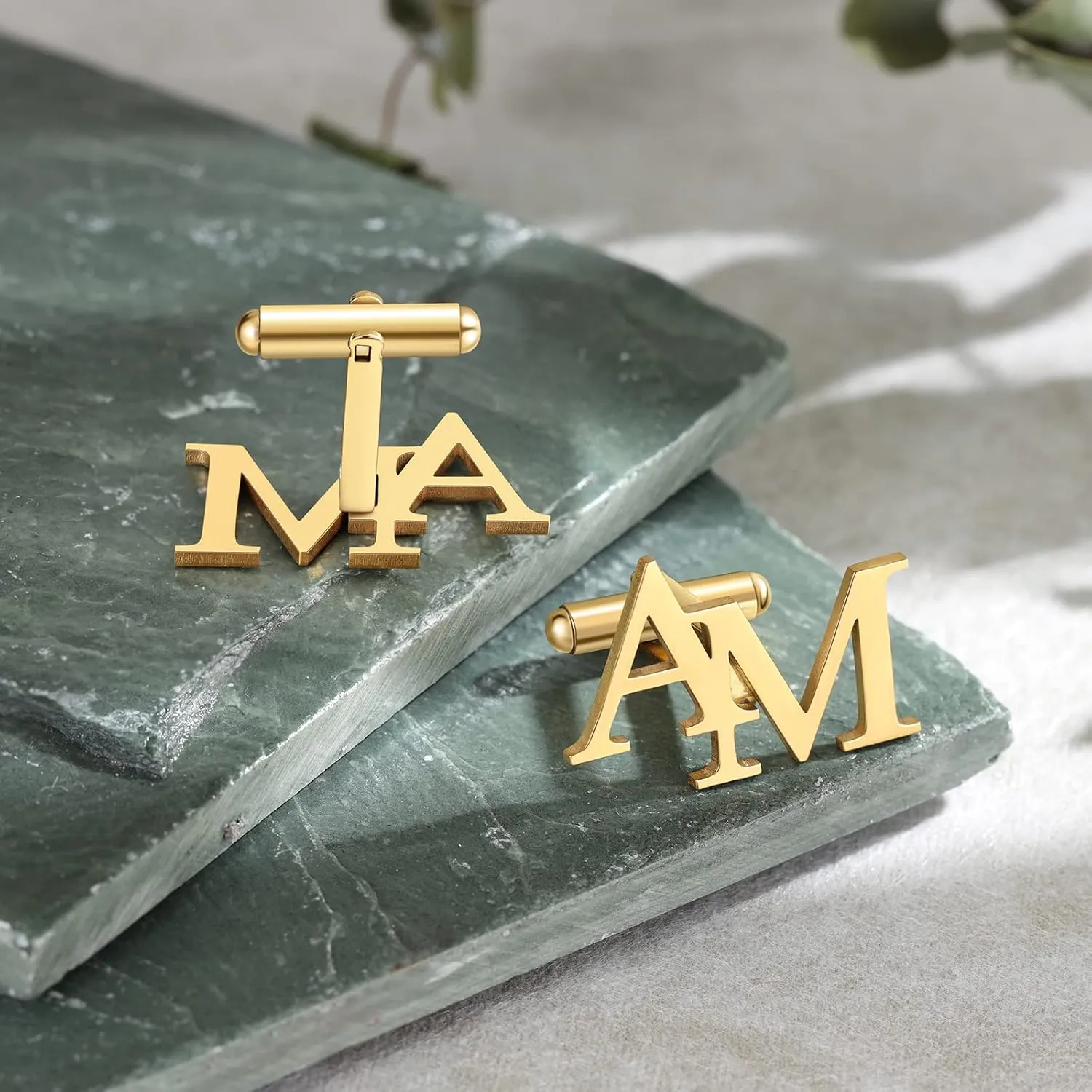 Jeweidea Personalized Name Cufflinks Tie Clip Custom Initial Alphabet Letter Cuff Links for Groom Business Wedding Shirts Gift