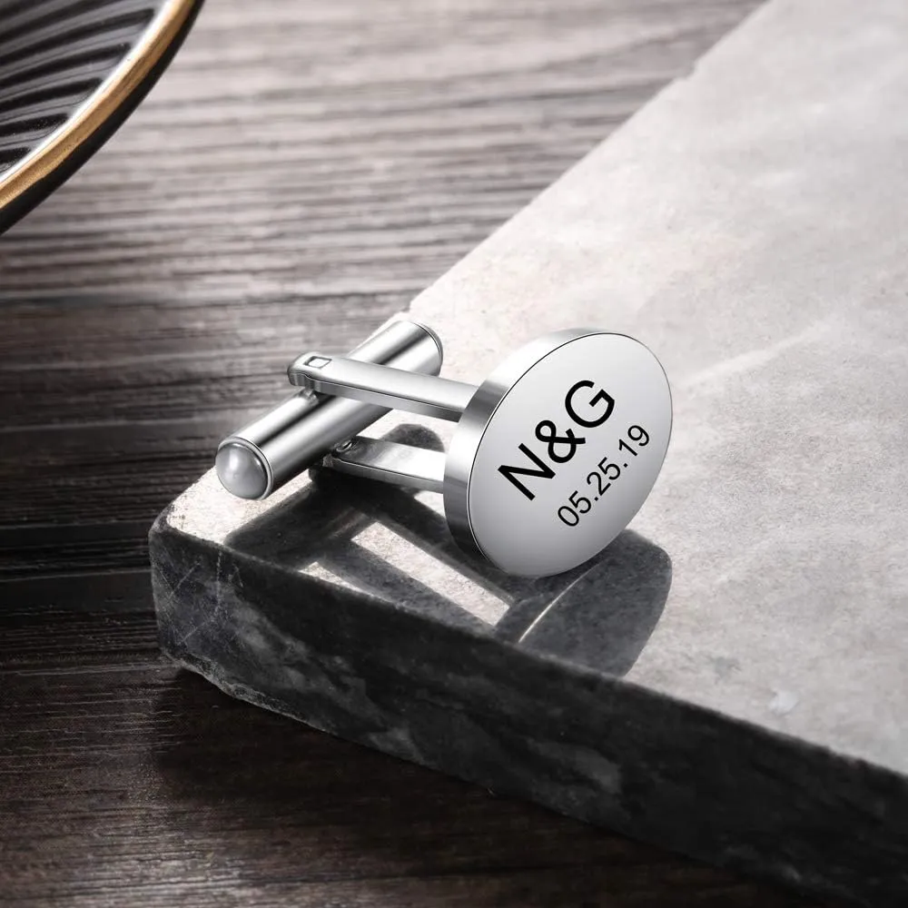 Joyforisa Personalized Cufflinks for Men, Custom Engraved Cuff Links for Groom, Name Cuff Links for Men, Groom Cufflinks From Bride