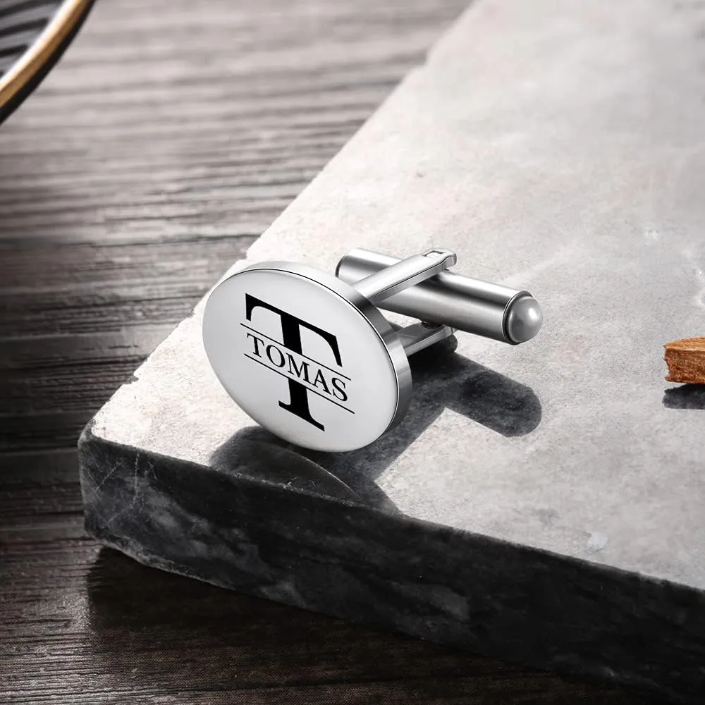 Joyforisa Personalized Cufflinks for Men, Custom Engraved Cuff Links for Groom, Name Cuff Links for Men, Groom Cufflinks From Bride