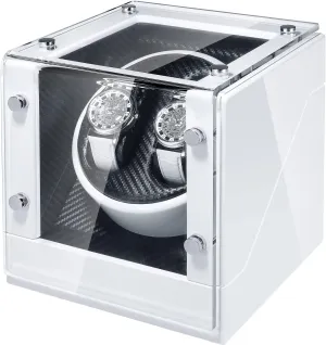 JQUEEN Double Watch Winder with Quiet Japanese Mabuchi Motor (White)