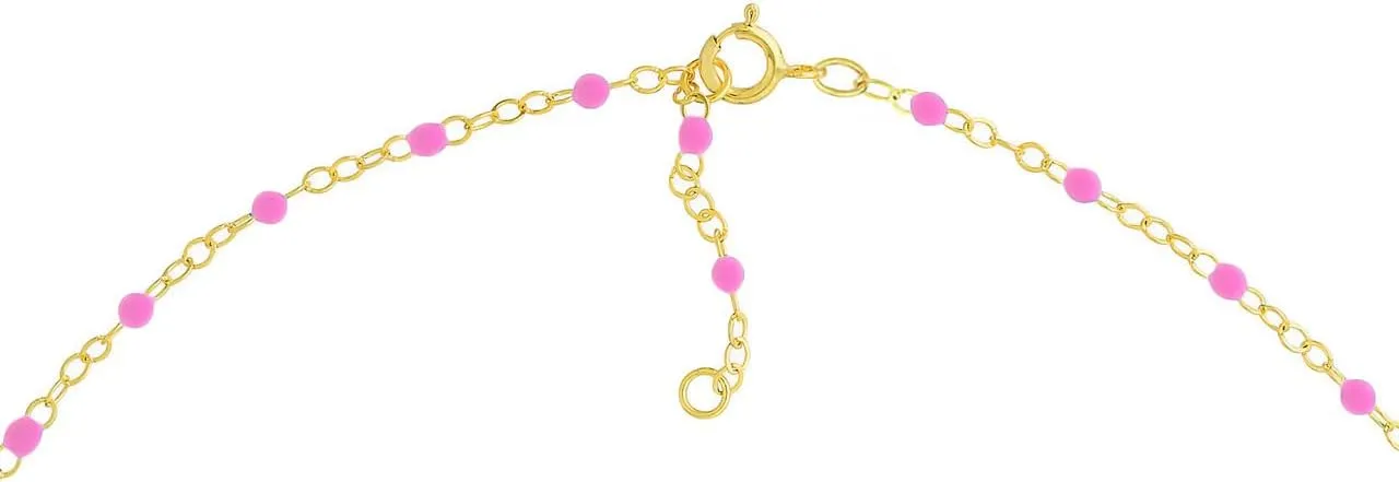 JULIETTE COLLECTION Chain Beaded Necklace Anklet Bracelet Choker Chain for Women | 14K Gold Plated Enamel Bead | Summer Beach Jewelry