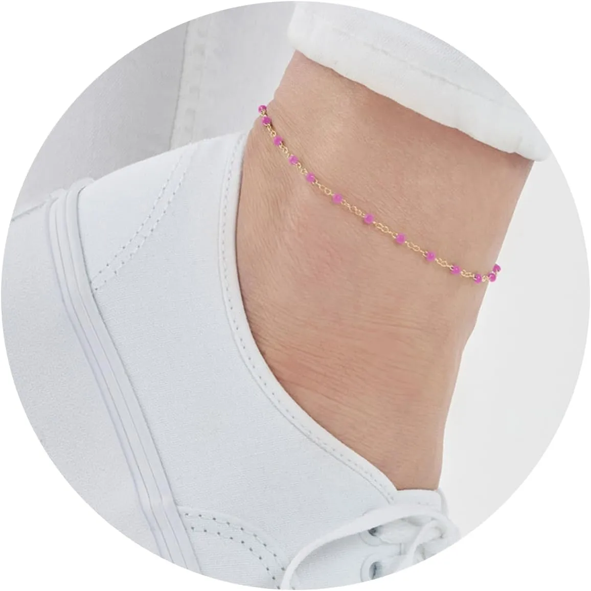 JULIETTE COLLECTION Chain Beaded Necklace Anklet Bracelet Choker Chain for Women | 14K Gold Plated Enamel Bead | Summer Beach Jewelry