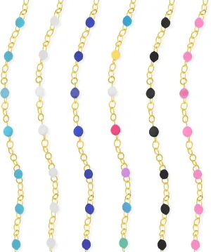 JULIETTE COLLECTION Chain Beaded Necklace Anklet Bracelet Choker Chain for Women | 14K Gold Plated Enamel Bead | Summer Beach Jewelry