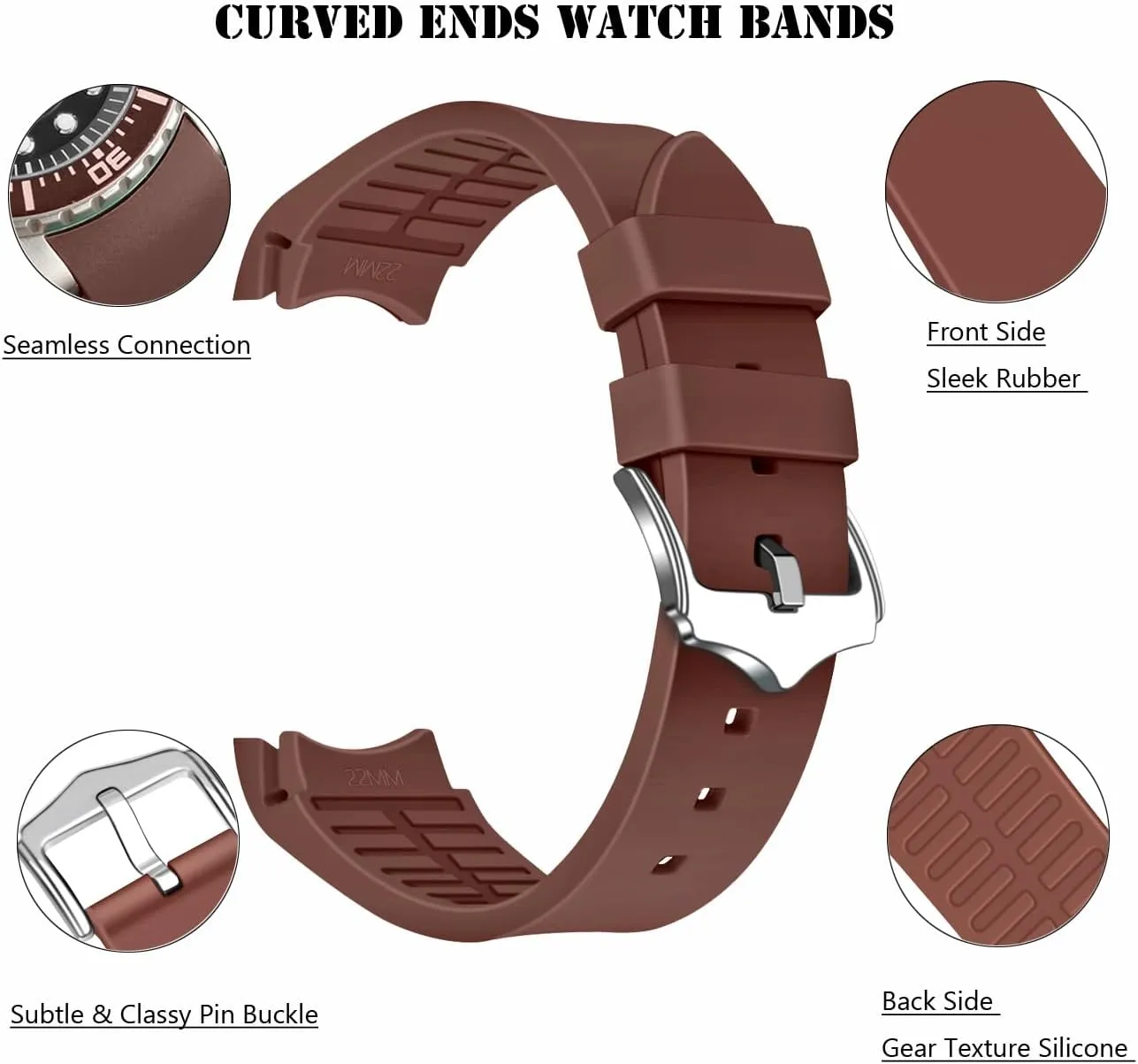 Juntan 20mm 22mm Universal Silicone Watch Band, Curved Ends Rubber Lightweight Watch Straps Sport Replacement for Moonswatch Multiple Colors Mens Womens Watch Bands