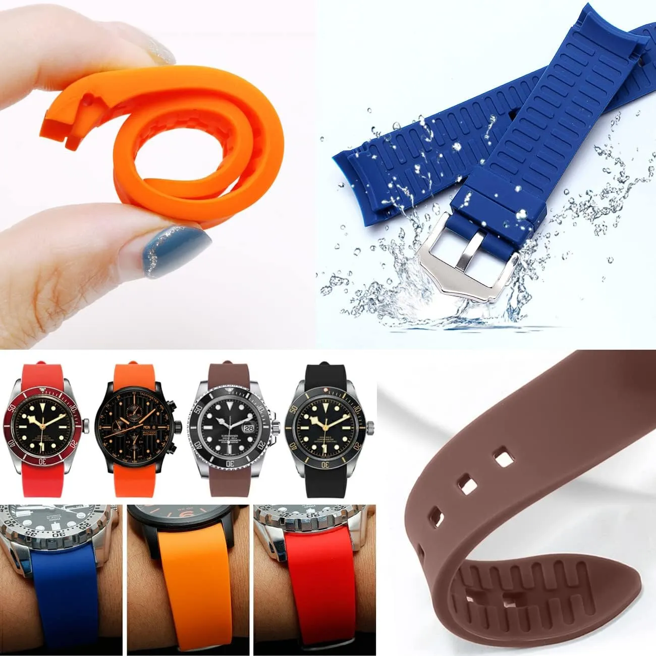 Juntan 20mm 22mm Universal Silicone Watch Band, Curved Ends Rubber Lightweight Watch Straps Sport Replacement for Moonswatch Multiple Colors Mens Womens Watch Bands