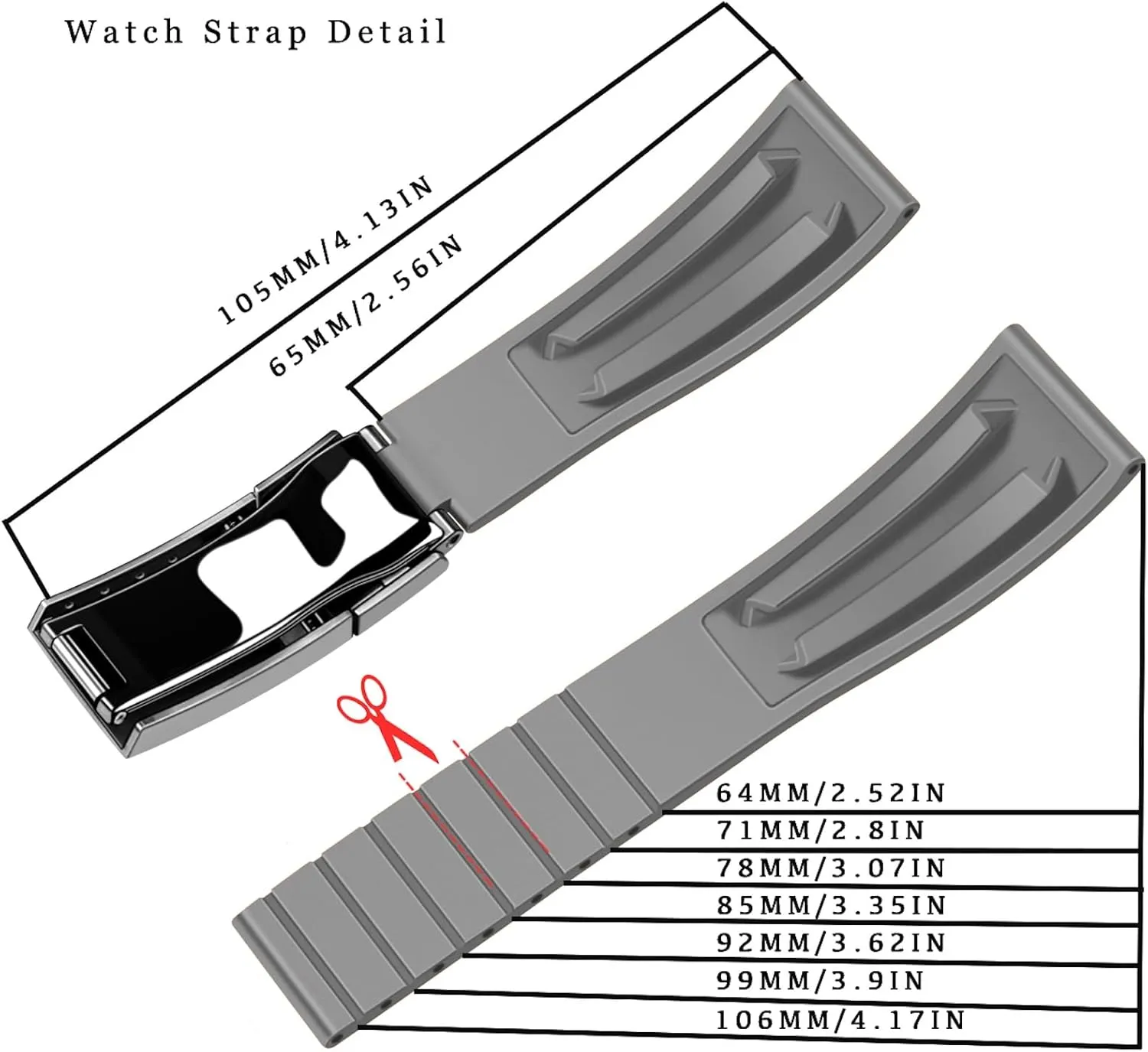 Juntan FKM Rubber Watch Strap for Men Women, 20mm 22mm Watch Band Fluororubber Rubber with Classic Diving Deployment Clasp
