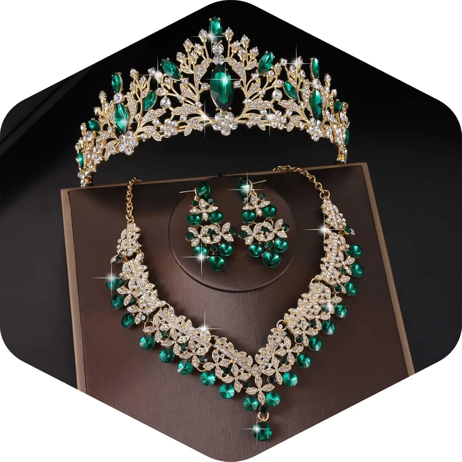 Kamirola Tiaras and Crowns for Women,Queen crown Tiaras Earrings Necklace, Crystal Bridal Jewelry Set, Costume Party Halloween Prom Pageant Jewelry for Women Girls