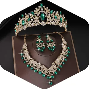Kamirola Tiaras and Crowns for Women,Queen crown Tiaras Earrings Necklace, Crystal Bridal Jewelry Set, Costume Party Halloween Prom Pageant Jewelry for Women Girls