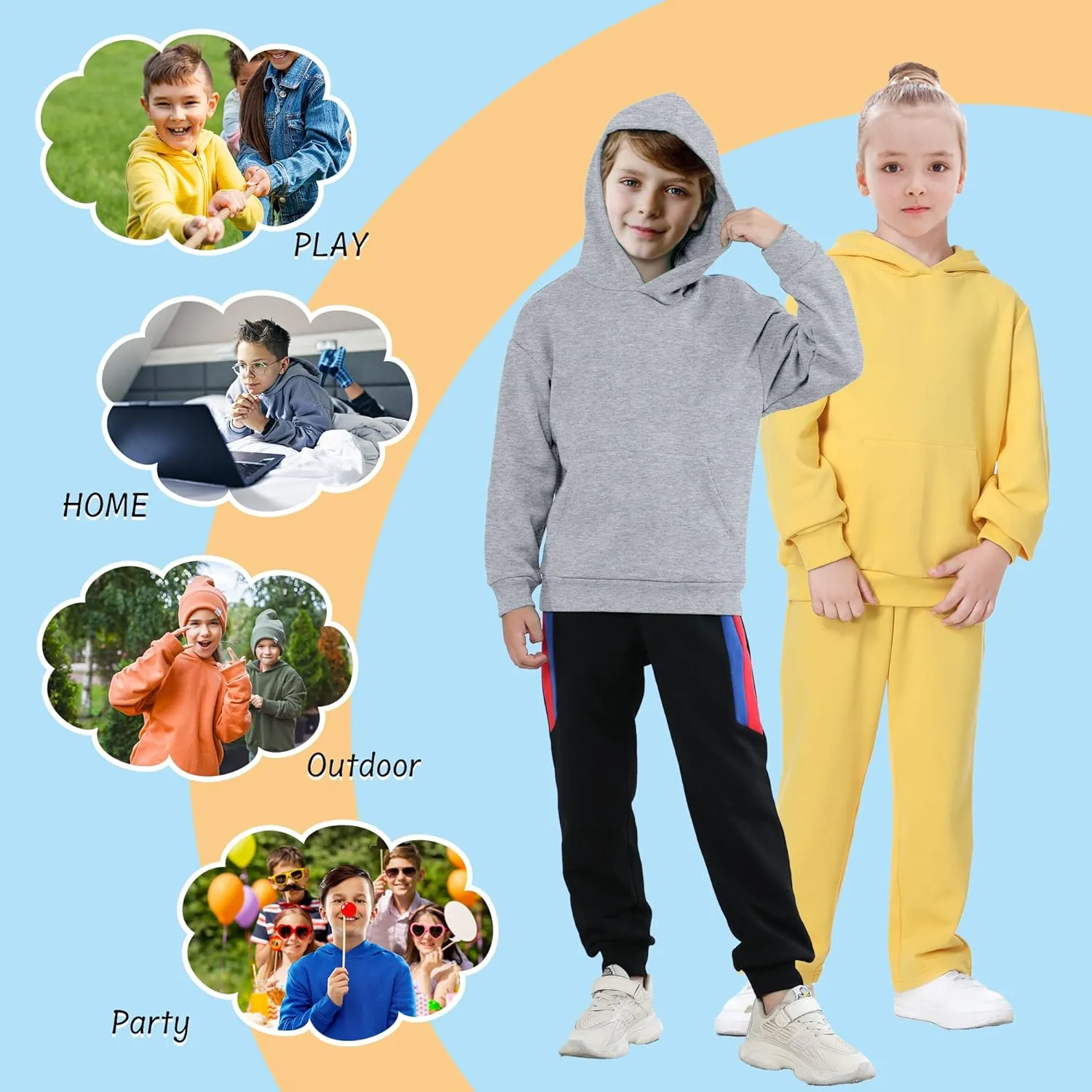 Kids Soft Brushed Fleece Pullover Hoodie Casual Athletic Pockets Hooded Sweatshirt for Boys or Girls 3-12 Years