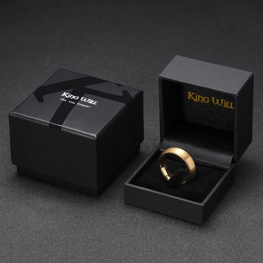 King Will Wedding Band for Men Women, Tungsten Carbide Rings, Gold/Rose Gold/Black/Gunmetal/Silver, 2/4/6/8mm Matte Brushed Bands Ring for Couple, Promise Rings for Him & Her Comfort Fit