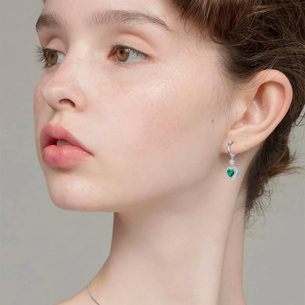Lab Created Emerald Dangle Earrings 925 Sterling Silver Drops for Women Her