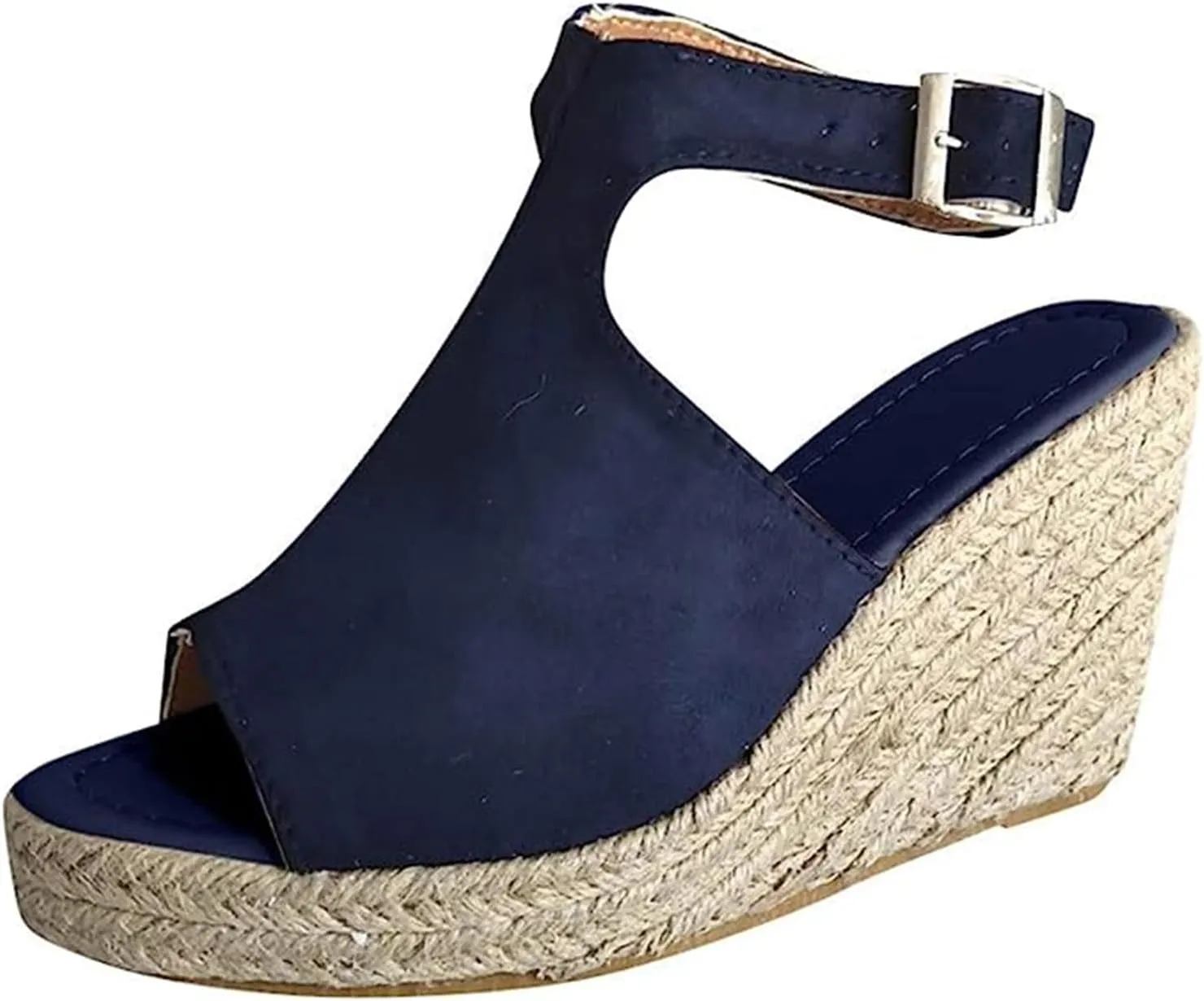 Ladmiple Sandals Women Comfortable Dressy Wedge Platform Sandals Ankle Strap Open Toe Slip on Espadrilles Summer Dress Shoes