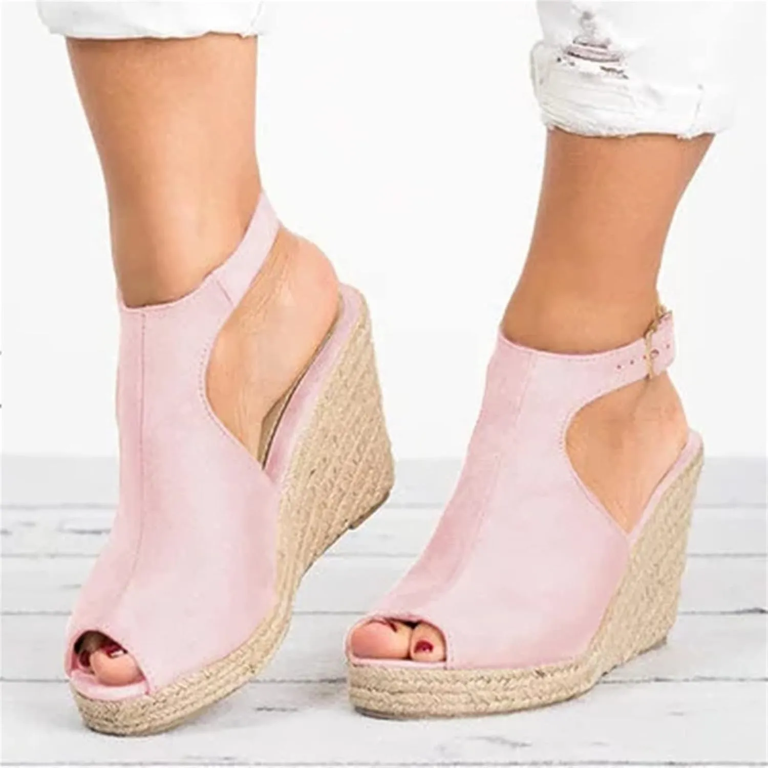 Ladmiple Sandals Women Comfortable Dressy Wedge Platform Sandals Ankle Strap Open Toe Slip on Espadrilles Summer Dress Shoes