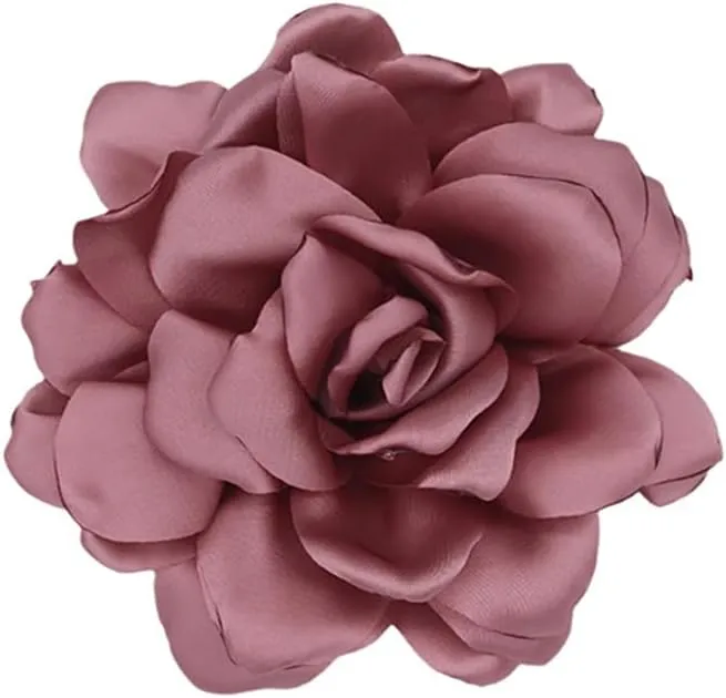 Large Camellia Satin Fabric Flower Brooch Pins Hairpin for Women,ladies.