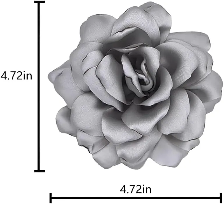 Large Camellia Satin Fabric Flower Brooch Pins Hairpin for Women,ladies.