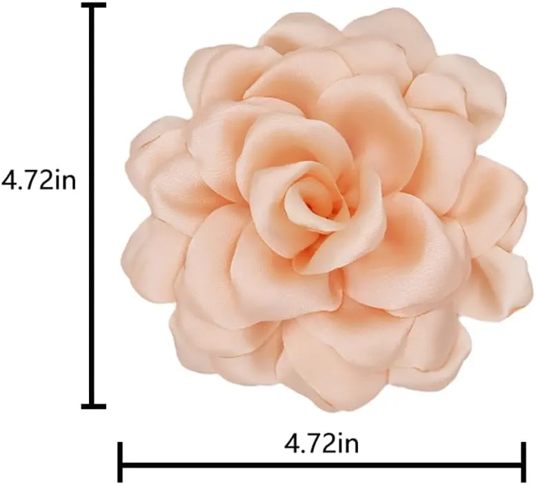 Large Camellia Satin Fabric Flower Brooch Pins Hairpin for Women,ladies.