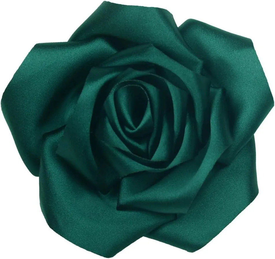 Large Dainty Satin Fabric Rose Flower Brooch Pins Hairpin for Women,ladies