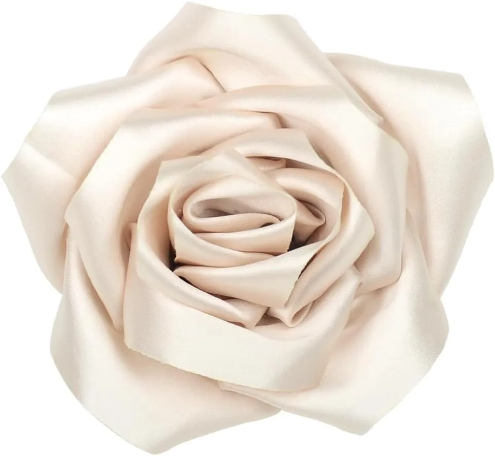 Large Dainty Satin Fabric Rose Flower Brooch Pins Hairpin for Women,ladies