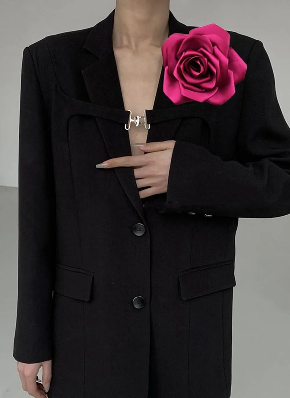 Large Dainty Satin Fabric Rose Flower Brooch Pins Hairpin for Women,ladies