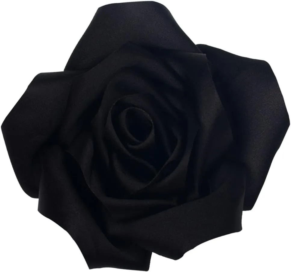 Large Dainty Satin Fabric Rose Flower Brooch Pins Hairpin for Women,ladies