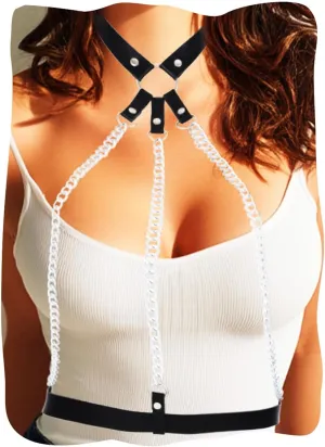 Leather Chest Harness Belt Fashion Black Chains Body Accessories for Women