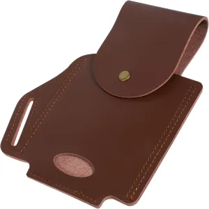 Leather Mobile Phone Storage Bag Men's Outdoor Waist Bag Zipper Practical for Camping Hiking Running Random Style