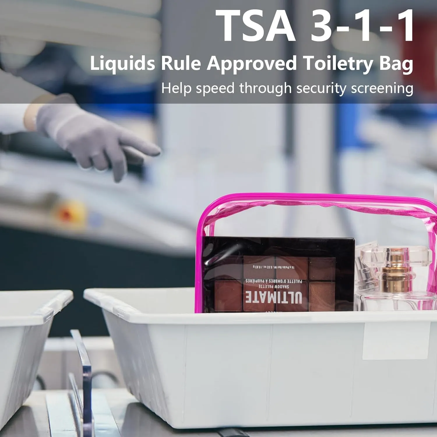 LETGO TSA Approved Toiletry Bag, 4 Pcs Clear Toiletries Bags Quart Size Travel Makeup Cosmetic Bag for Women Men, Carry on Airport Airline Compliant Bag (Rose Pink, Pack of 4)