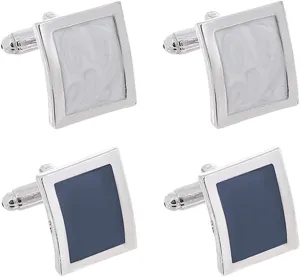LIFKOME Men's Cufflinks Set 2 Pairs of Fashionable Suit Cufflinks Alloy Decorative Pins