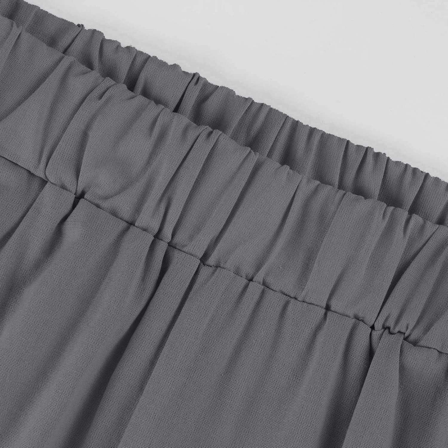 Lightweight Summer Pants Women Elastic Waist Linen Wide Leg Crop Pants Straight Leg Plus Size Capri Pants with Pocket