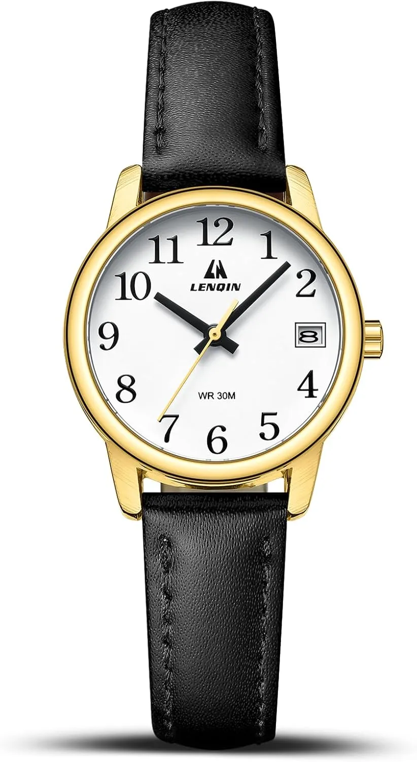 LN LENQIN Womens Watch Analog Quartz Waterproof Ladies Watches for Women with Leather Strap Luminous Easy Reader Dial