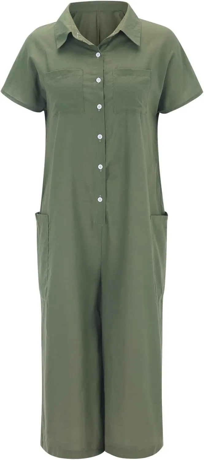 Loose Fit Pants for Women Fall Summer Linen Straight Leg Plain Long Leg Overalls Pants Rompers Women 2024 Fashion