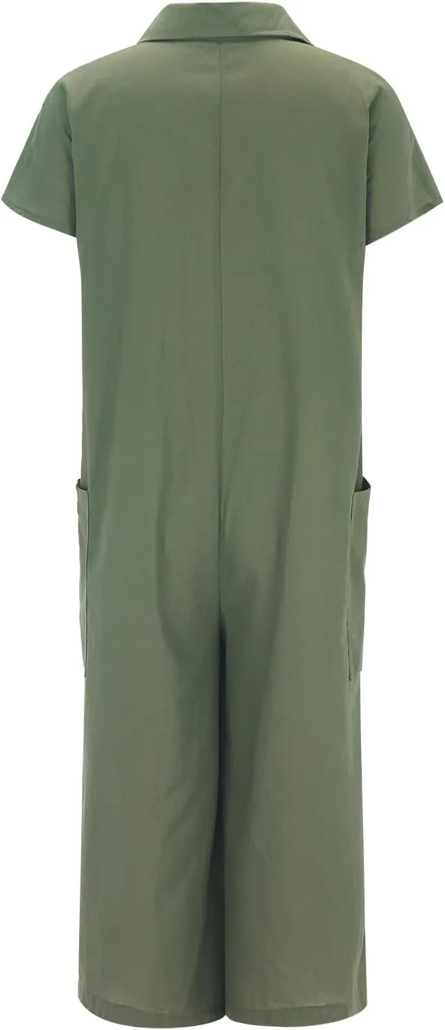 Loose Fit Pants for Women Fall Summer Linen Straight Leg Plain Long Leg Overalls Pants Rompers Women 2024 Fashion