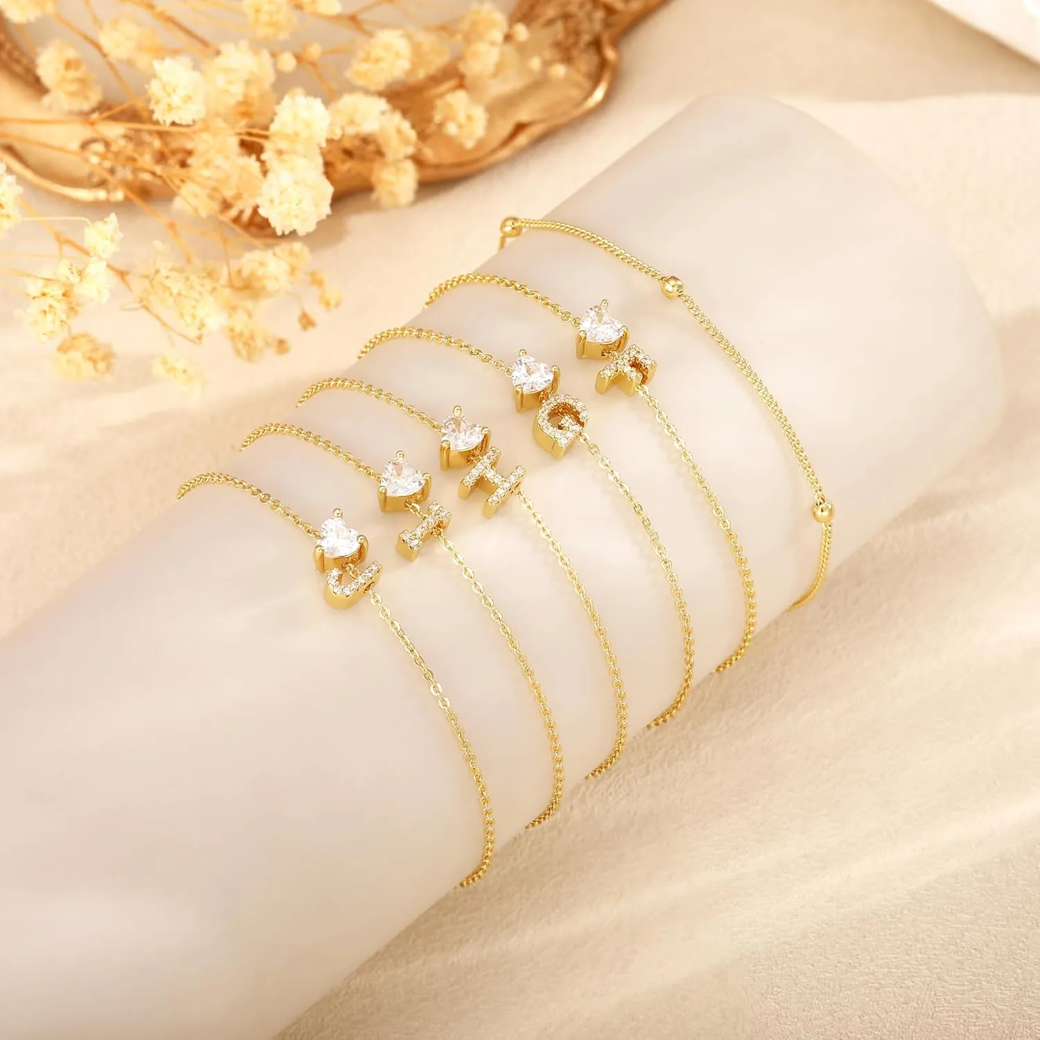 Love Heart Initial Gold Anklets for Women Dainty 14k Gold Plated CZ Anklet Trendy Waterproof Fashion Jewelry Gifts for Women