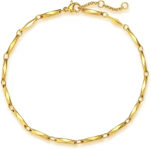 LOYATA Gold Link Anklet for Women 18K Gold Dainty Simple Flat Surface Chain Anklet Delicate Summer Beach Jewelry