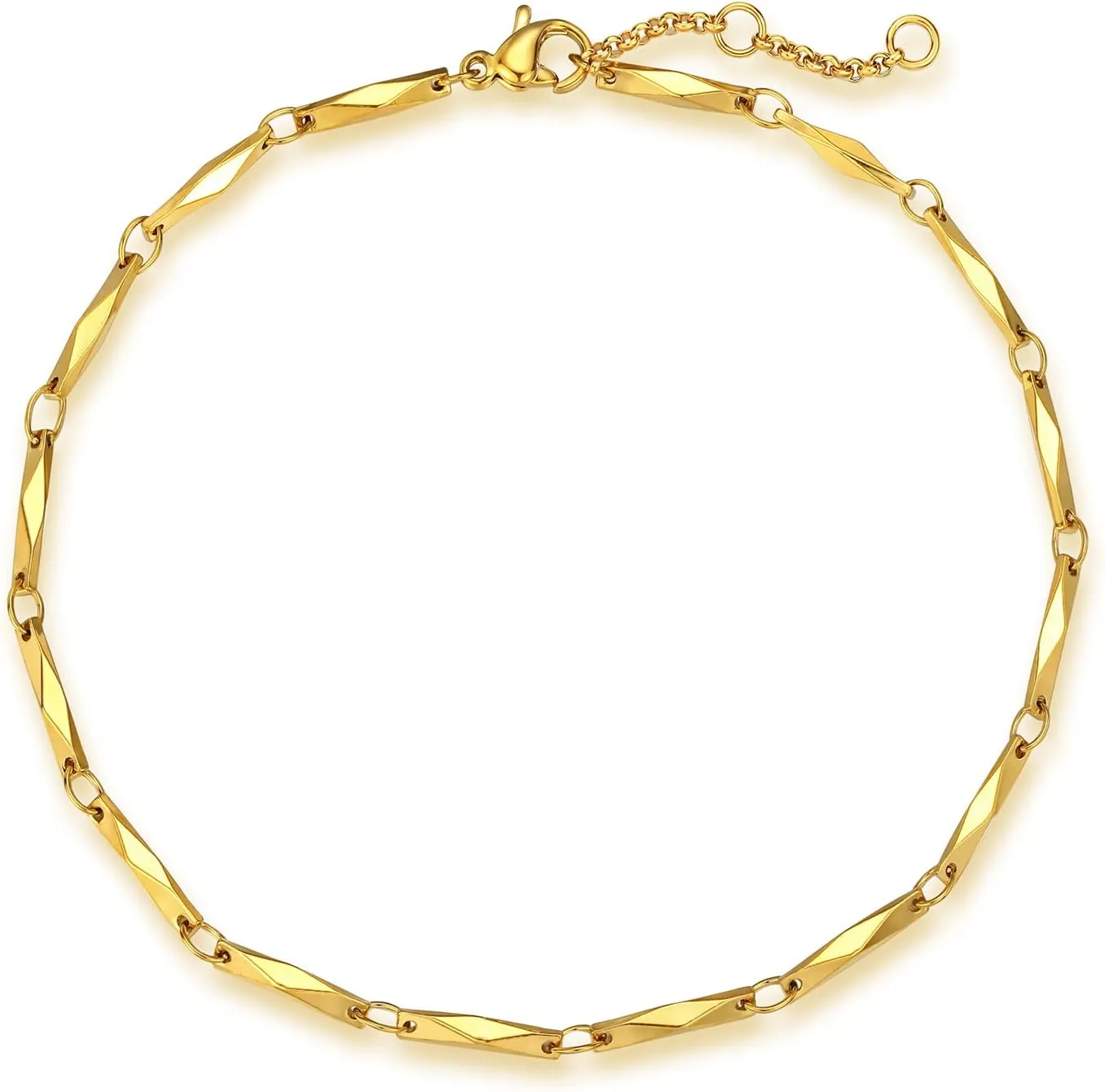 LOYATA Gold Link Anklet for Women 18K Gold Dainty Simple Flat Surface Chain Anklet Delicate Summer Beach Jewelry