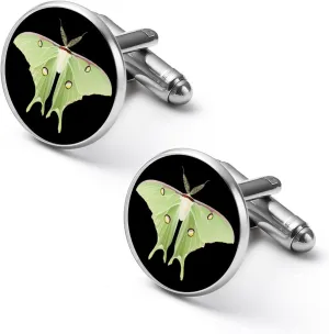 Luna Moth Beautiful Butterfly Novelty Cufflinks Funny Printed Shirt Cuff Links Accessories Business Wedding Jewelry for Men Women