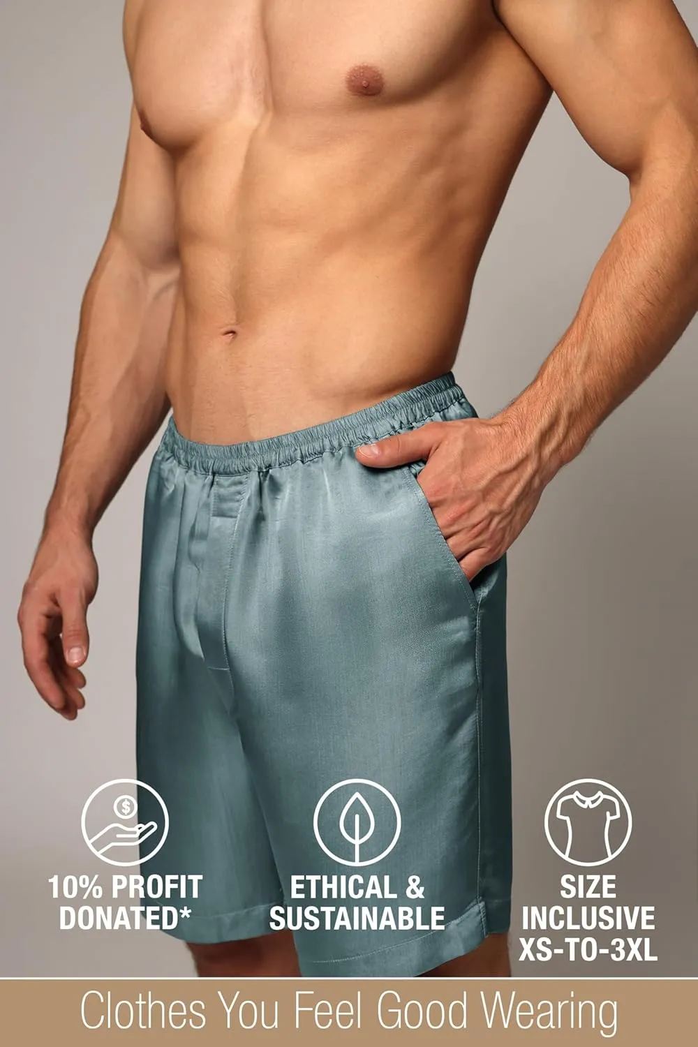 Luxury Artisan Silk Boxer Shorts For Men, 27mm Washable Natural Silk