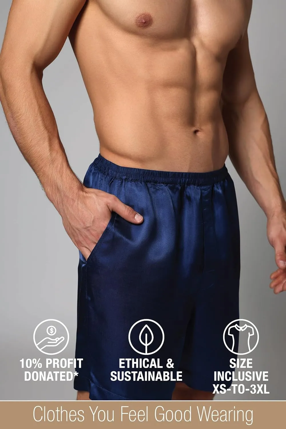 Luxury Artisan Silk Boxer Shorts For Men, 27mm Washable Natural Silk
