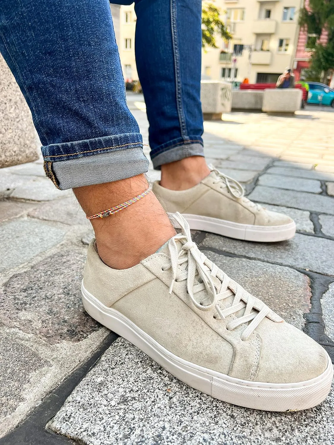 Made by Nami Surfer Anklet with Snap Hook Clasp Waterproof & Adjustable Thin String Ankle Bracelets for Women and Men Handmade Jewelry for Beach and Music Festival Accessories (Retro Silver)