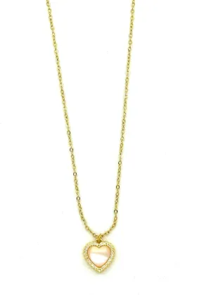 Malibu Sunday Dainty Heart Necklace for Women   Soft Opal Glow | Romantic Gold Jewelry Gift | Pink Opal Heart Pendant Necklace by Malibu Sunday