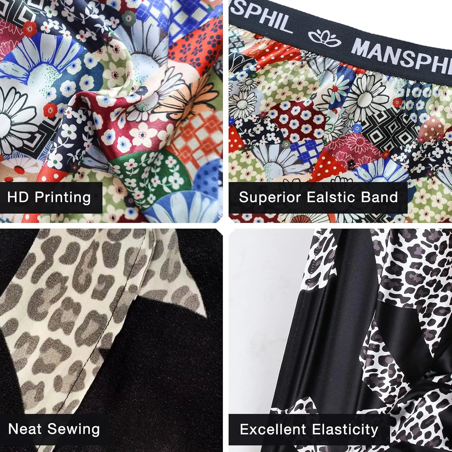 MANSPHIL Silk Boxer Shorts for Men, Grade 6A 100% Mulberry Silk