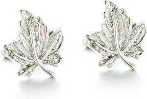 Maple Leaf Cufflinks for Men, Silver Tone Leaf Cufflinks, Canadian Maple Leaves Cuff Links, Maple Leaf Shirt Tuxedo Cufflinks, Punk Cufflinks, Best Man Cufflinks, Silver Wedding Cufflinks